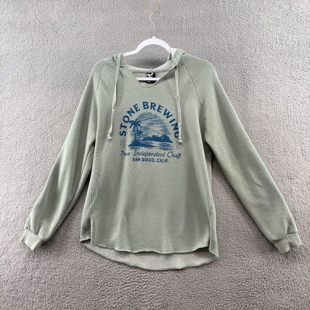 Stone Brewing Co Hoodie Sweatshirt Green San Diego Craft Beer Pullover Large
